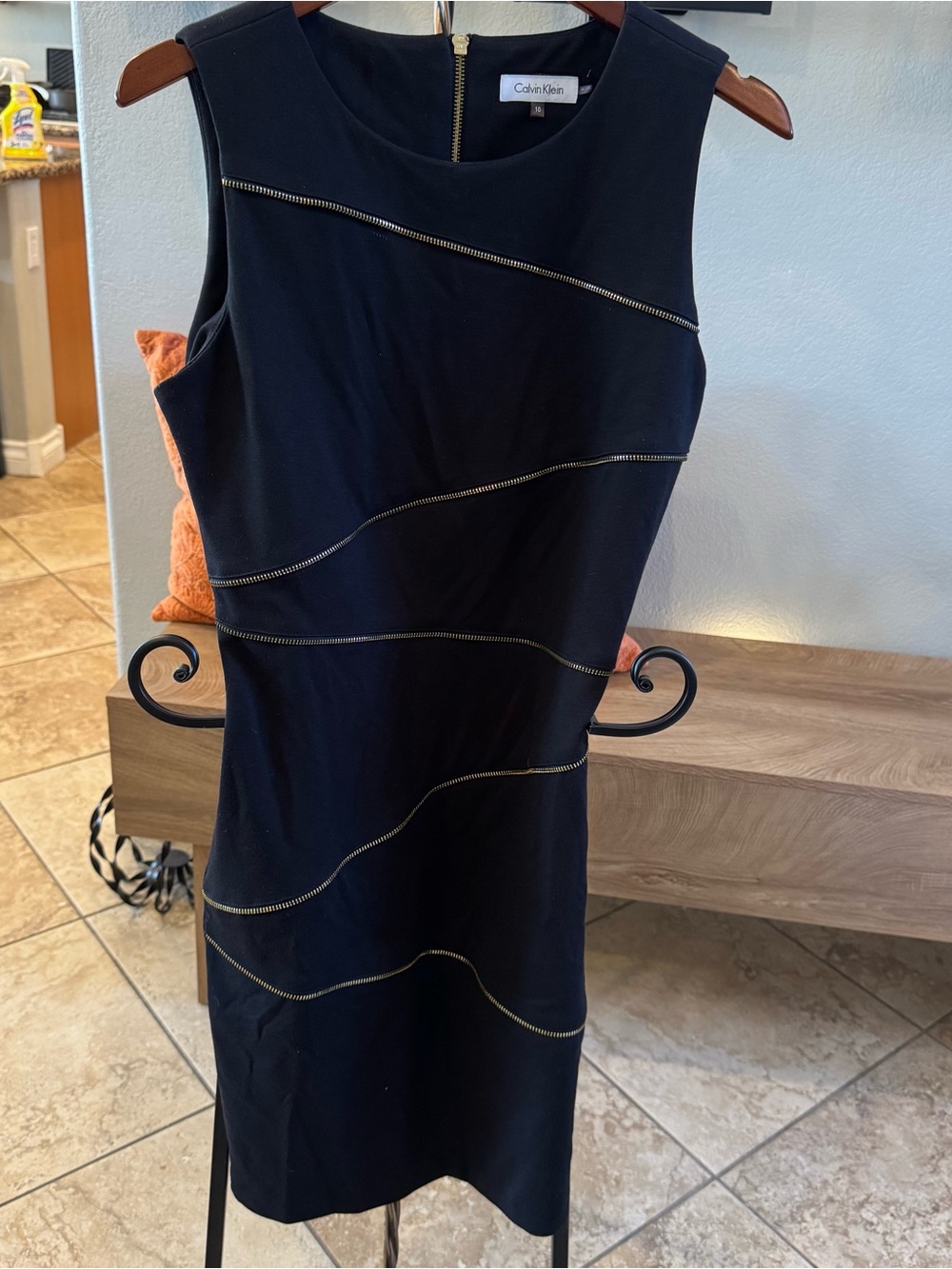 **Vintage** Thick Material/Real metal Calvin Klein Black Sheath Dress